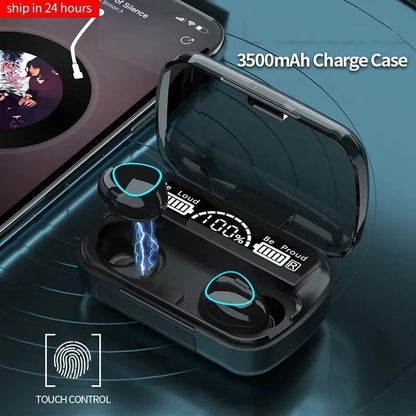 M10 Digital Display Case Earbuds, Black